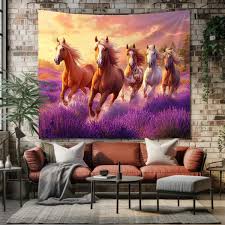 Beautiful Running Horse Purple Tapestry Wall Hanging Tapestries