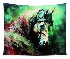 Beautiful Running Horse Teal Tapestry Wall Hanging Tapestries