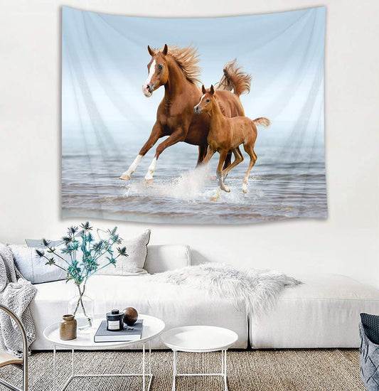 Beautiful Running Horse Yellow Tapestry Wall Hanging Tapestries
