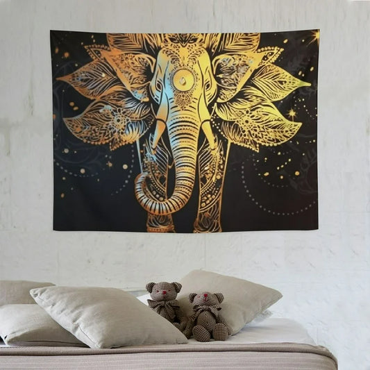 Gold Mandala Elephant Tapestry Wall Hanging Tapestries