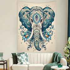 Lotus Flower Elephant Tapestry Wall Hanging Tapestries
