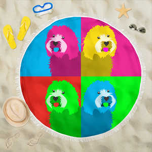 Old English sheepdog Beach Blanket Towel Picnic Yoga Outdoor Mat