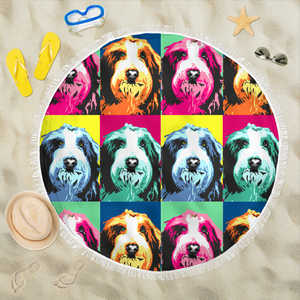 Old English sheepdog Beach Blanket Towel Picnic Yoga Outdoor Mat